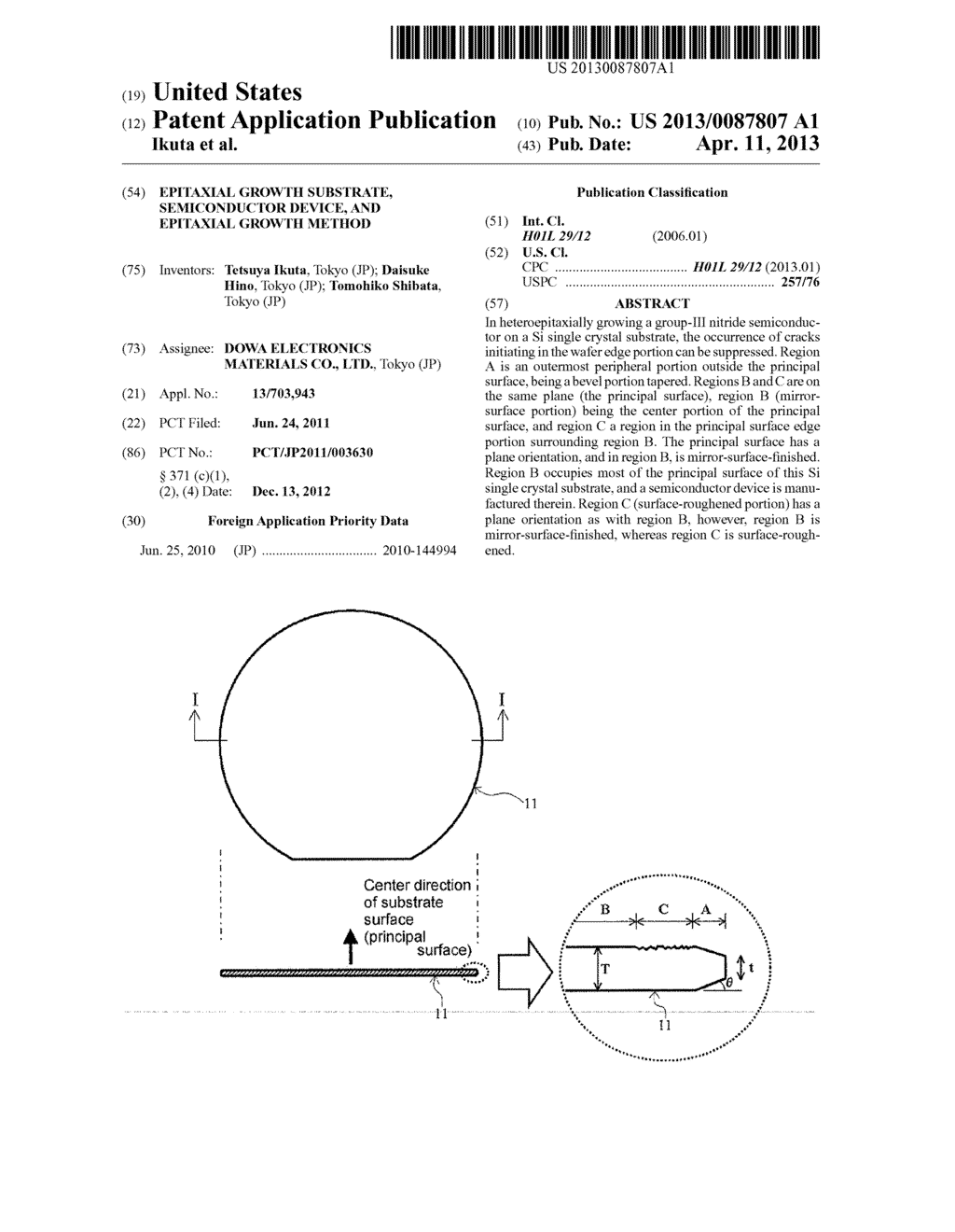 EPITAXIAL GROWTH SUBSTRATE, SEMICONDUCTOR DEVICE, AND EPITAXIAL GROWTH     METHOD - diagram, schematic, and image 01