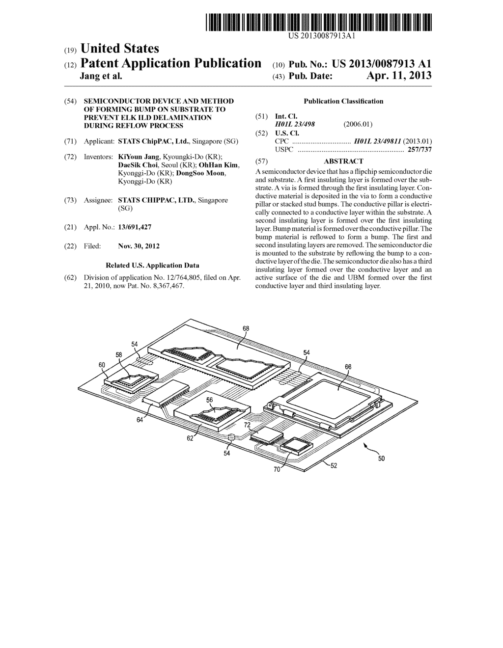 Semiconductor Device and Method of Forming Bump on Substrate to Prevent     ELK ILD Delamination During Reflow Process - diagram, schematic, and image 01