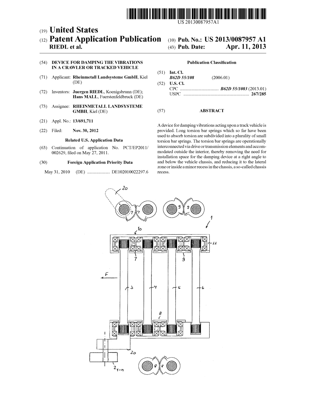 DEVICE FOR DAMPING THE VIBRATIONS IN A CRAWLER OR TRACKED VEHICLE - diagram, schematic, and image 01