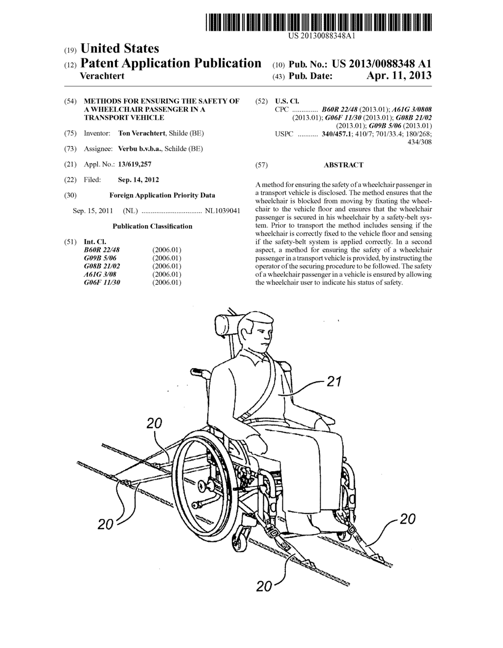 METHODS FOR ENSURING THE SAFETY OF A WHEELCHAIR PASSENGER IN A TRANSPORT     VEHICLE - diagram, schematic, and image 01