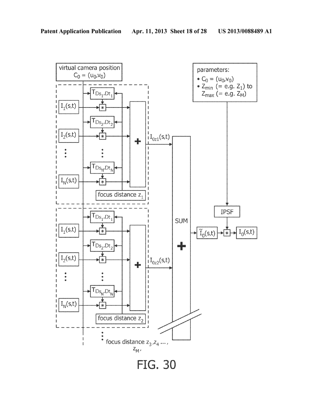 METHOD AND SYSTEM FOR PRODUCING A VIRTUAL OUTPUT IMAGE FROM DATA OBTAINED     BY AN ARRAY OF IMAGE CAPTURING DEVICES - diagram, schematic, and image 19