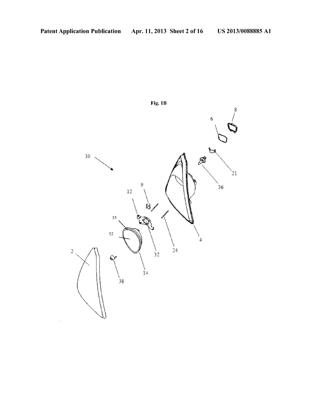 MOUNTING STRUCTURE FOR A HEADLAMP REFLECTOR - diagram, schematic, and image 03