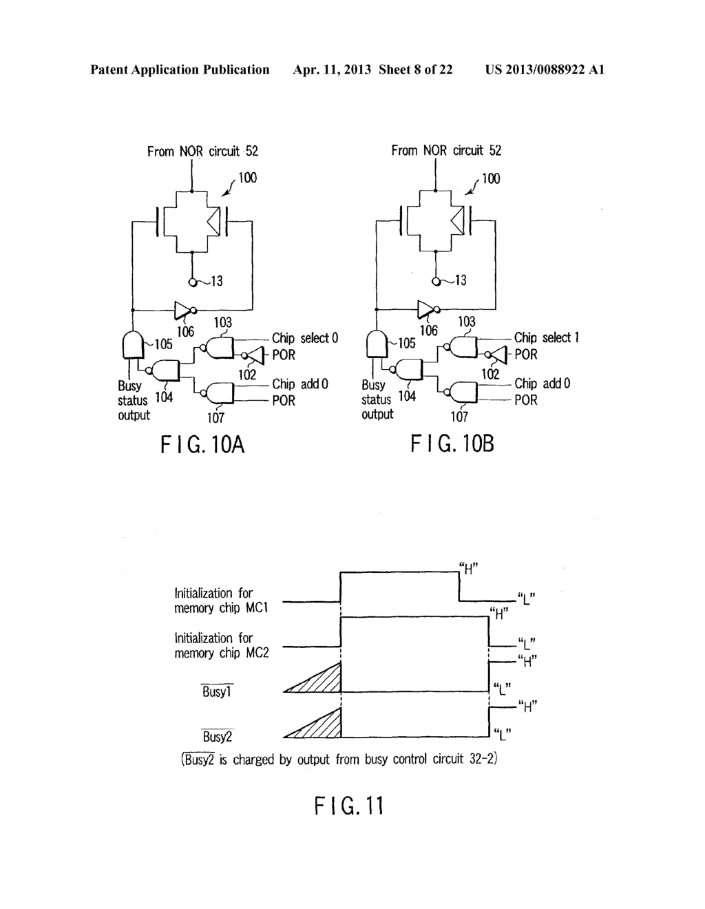 SEMICONDUCTOR MEMORY DEVICE HAVING A PLURALITY OF CHIPS AND CAPABILITY OF     OUTPUTTING A BUSY SIGNAL - diagram, schematic, and image 09