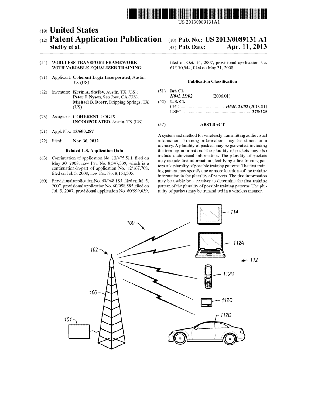 Wireless Transport Framework with Variable Equalizer Training - diagram, schematic, and image 01