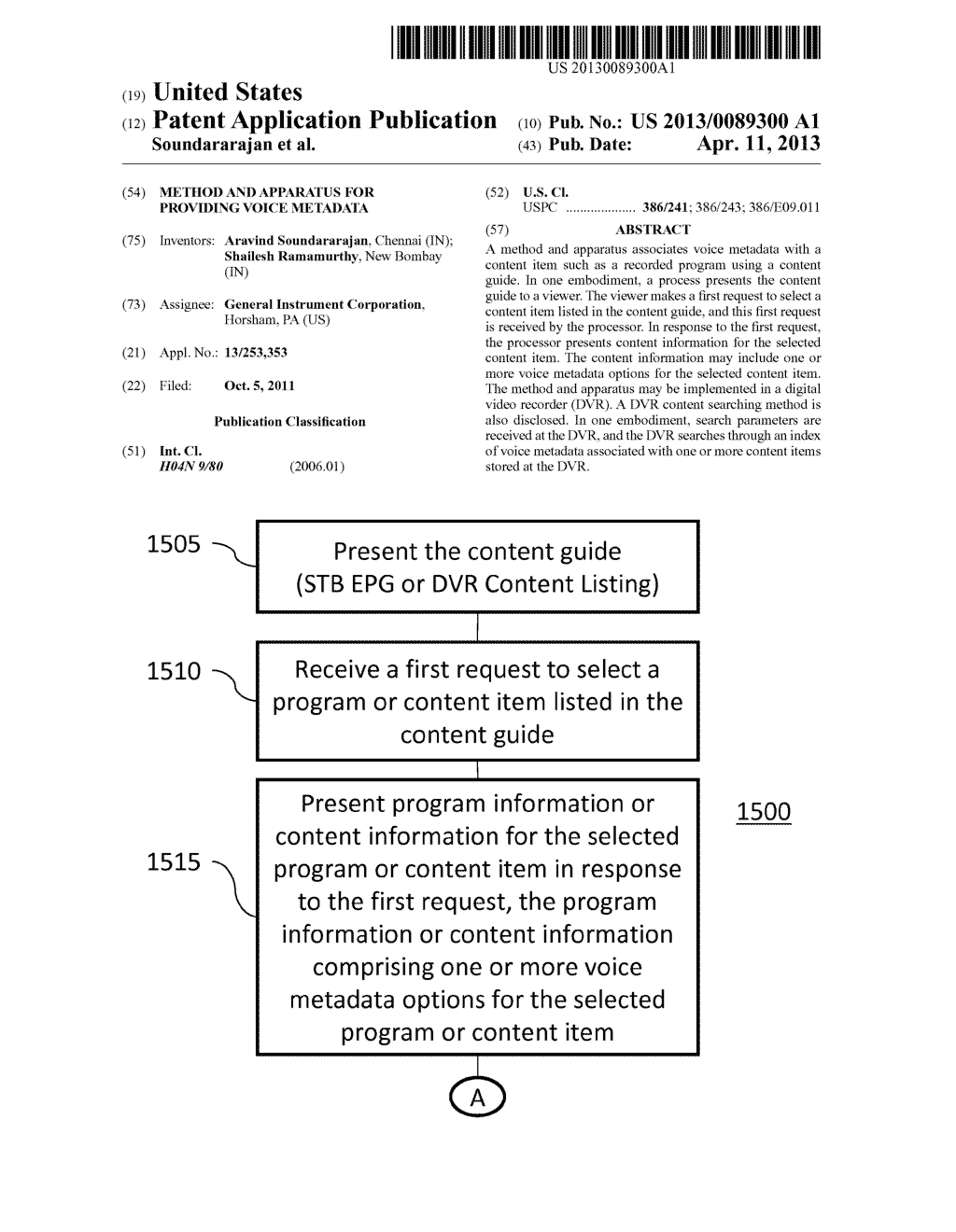 Method and Apparatus for Providing Voice Metadata - diagram, schematic, and image 01