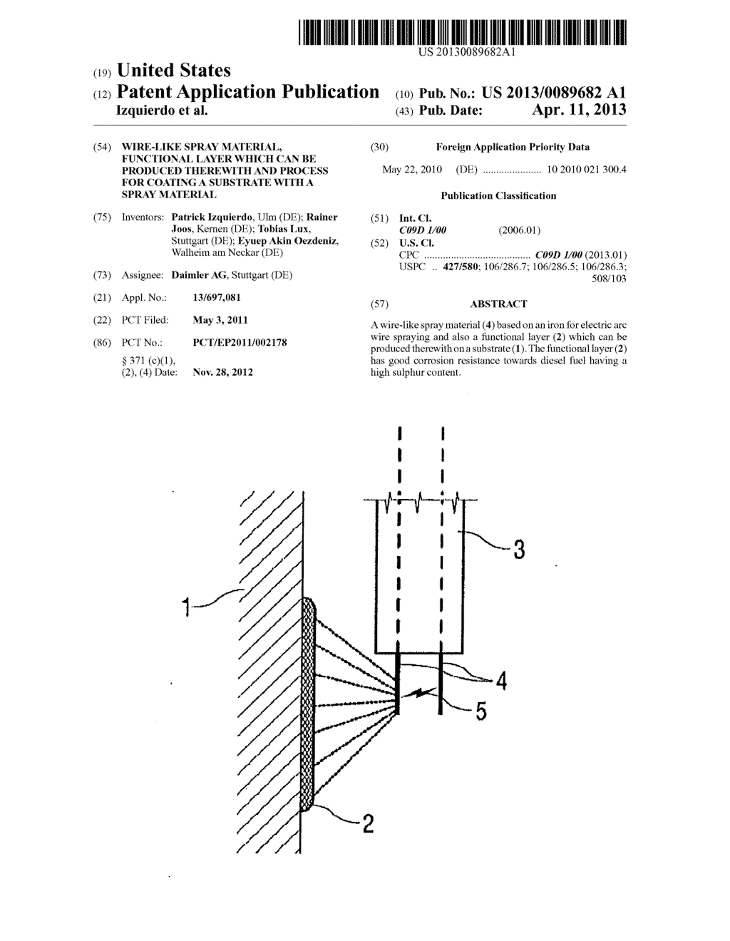 WIRE-LIKE SPRAY MATERIAL, FUNCTIONAL LAYER WHICH CAN BE PRODUCED THEREWITH     AND PROCESS FOR COATING A SUBSTRATE WITH A SPRAY MATERIAL - diagram, schematic, and image 01