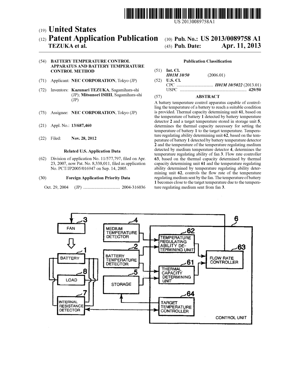 BATTERY TEMPERATURE CONTROL APPARATUS AND BATTERY TEMPERATURE CONTROL     METHOD - diagram, schematic, and image 01