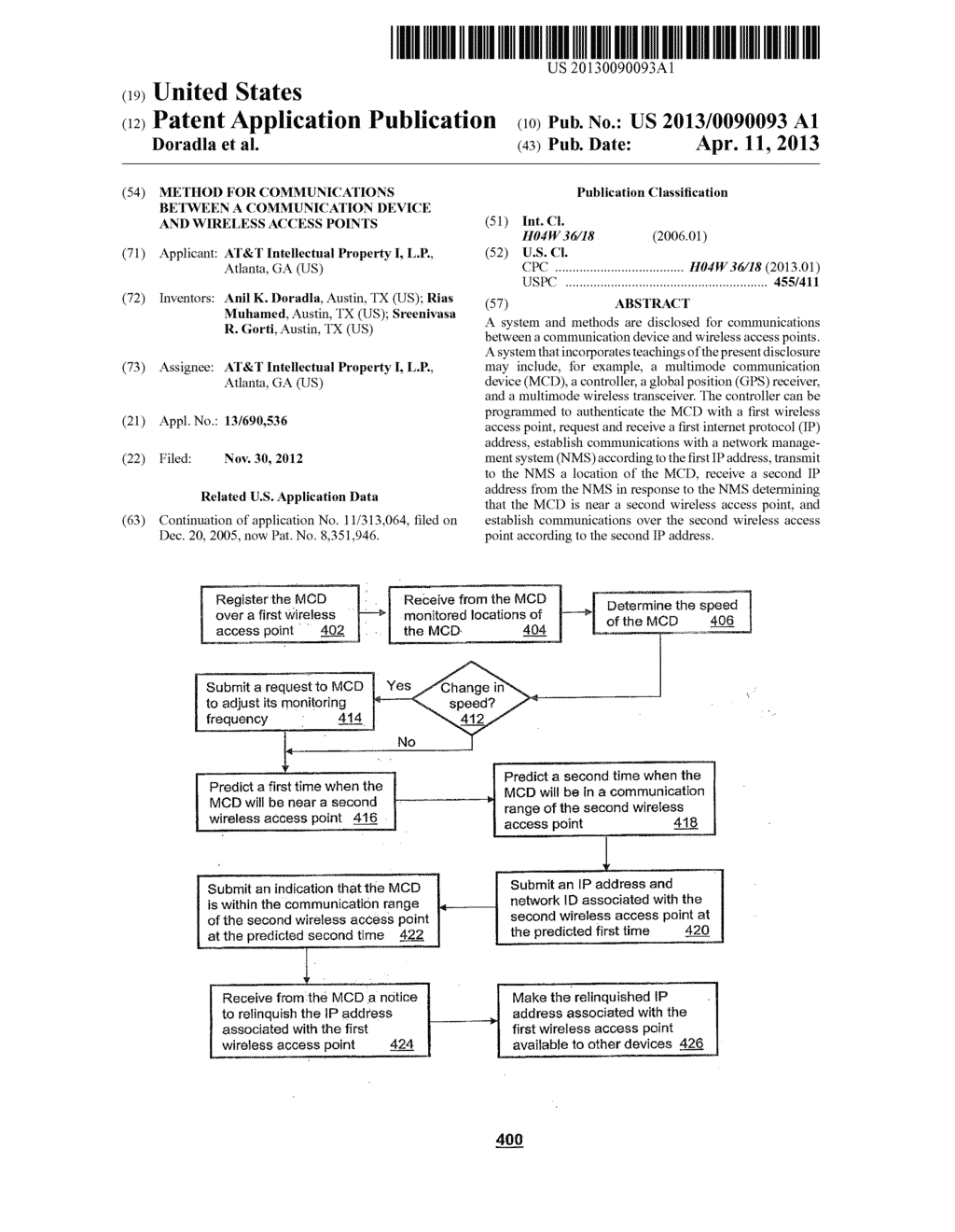 Method for Communications Between a Communication Device and Wireless     Access Points - diagram, schematic, and image 01