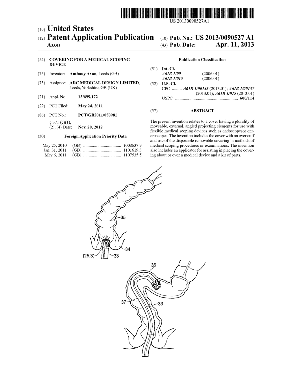 COVERING FOR A MEDICAL SCOPING DEVICE - diagram, schematic, and image 01