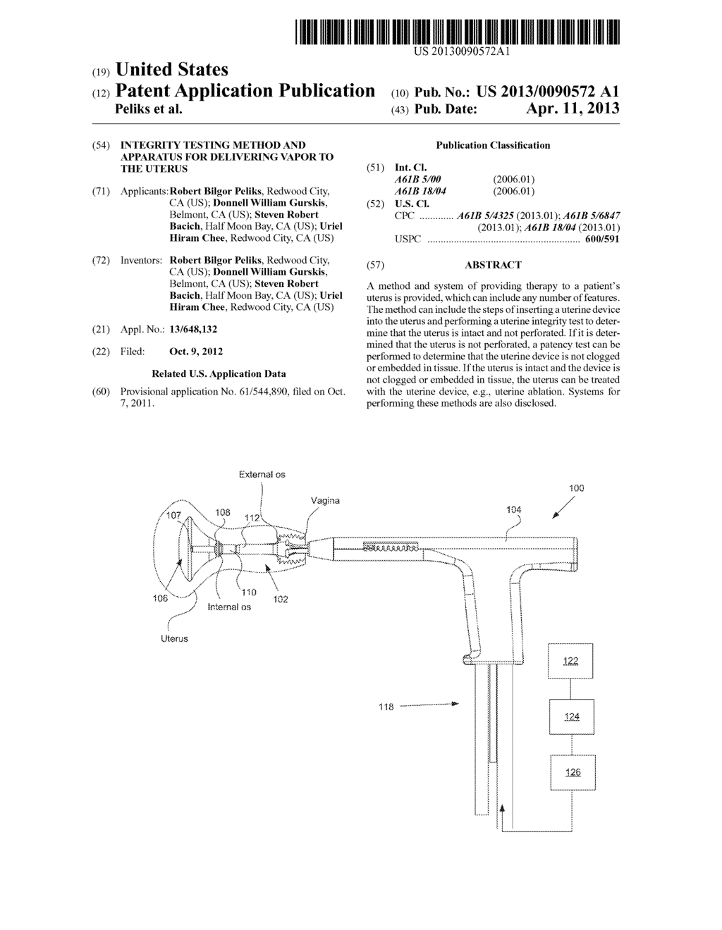 Integrity Testing Method and Apparatus for Delivering Vapor to the Uterus - diagram, schematic, and image 01