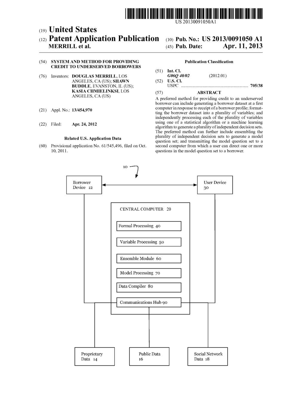 SYSTEM AND METHOD FOR PROVIDING CREDIT TO UNDERSERVED BORROWERS - diagram, schematic, and image 01