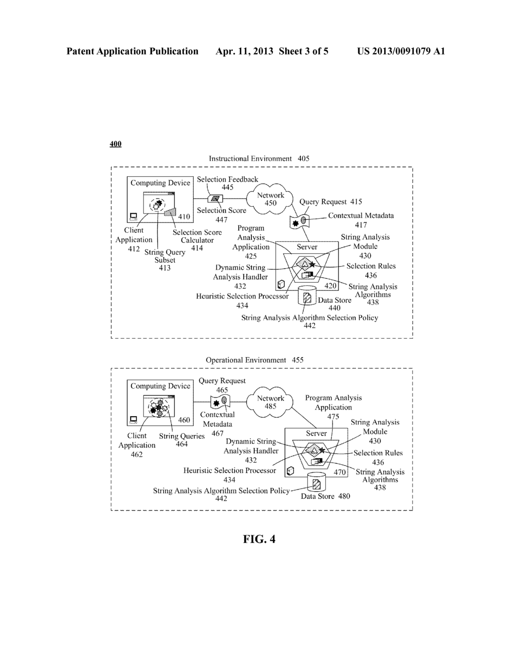 USING A HEURISTICALLY-GENERATED POLICY TO DYNAMICALLY SELECT STRING     ANALYSIS ALGORITHMS FOR CLIENT QUERIES - diagram, schematic, and image 04