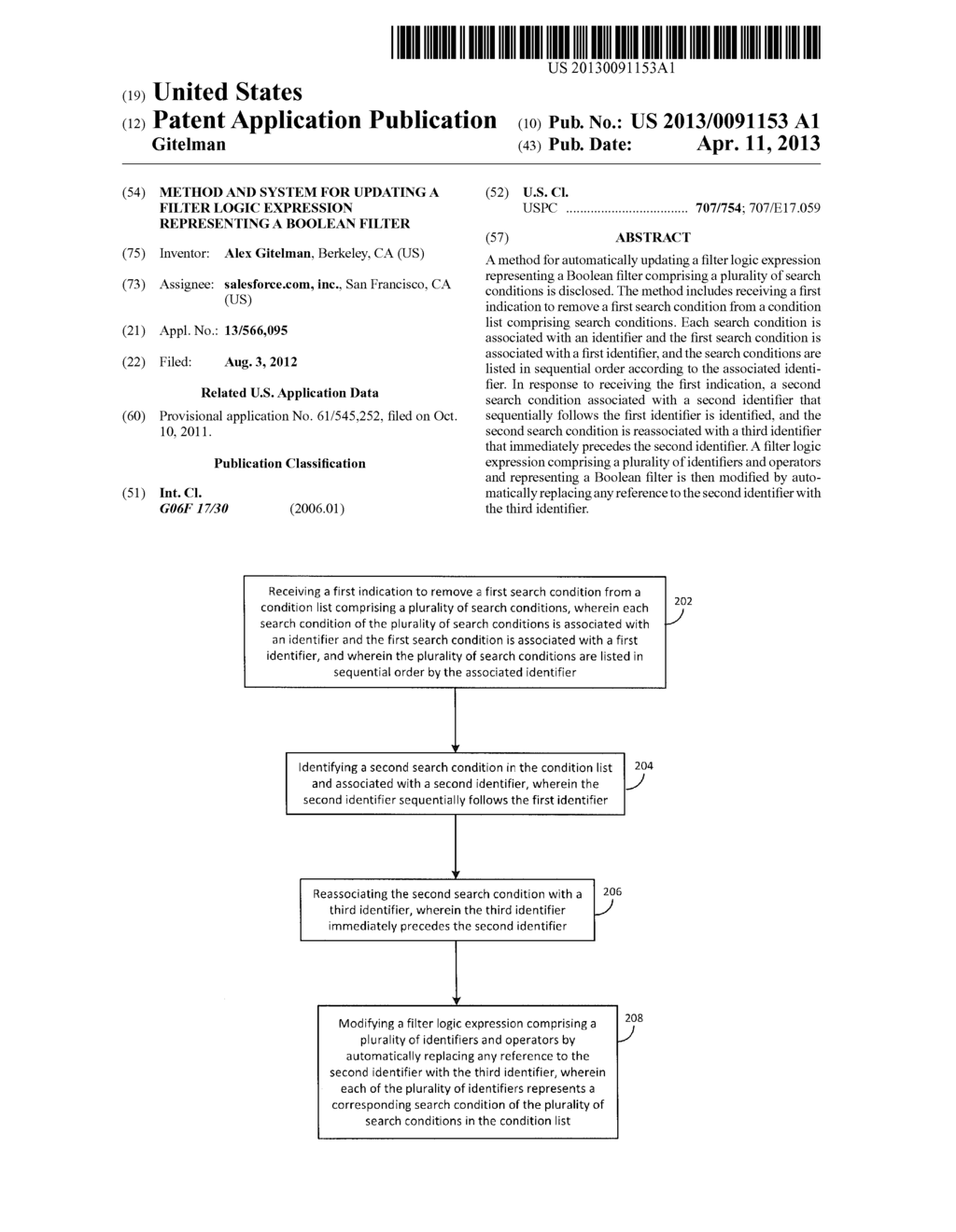 METHOD AND SYSTEM FOR UPDATING A FILTER LOGIC EXPRESSION REPRESENTING A     BOOLEAN FILTER - diagram, schematic, and image 01