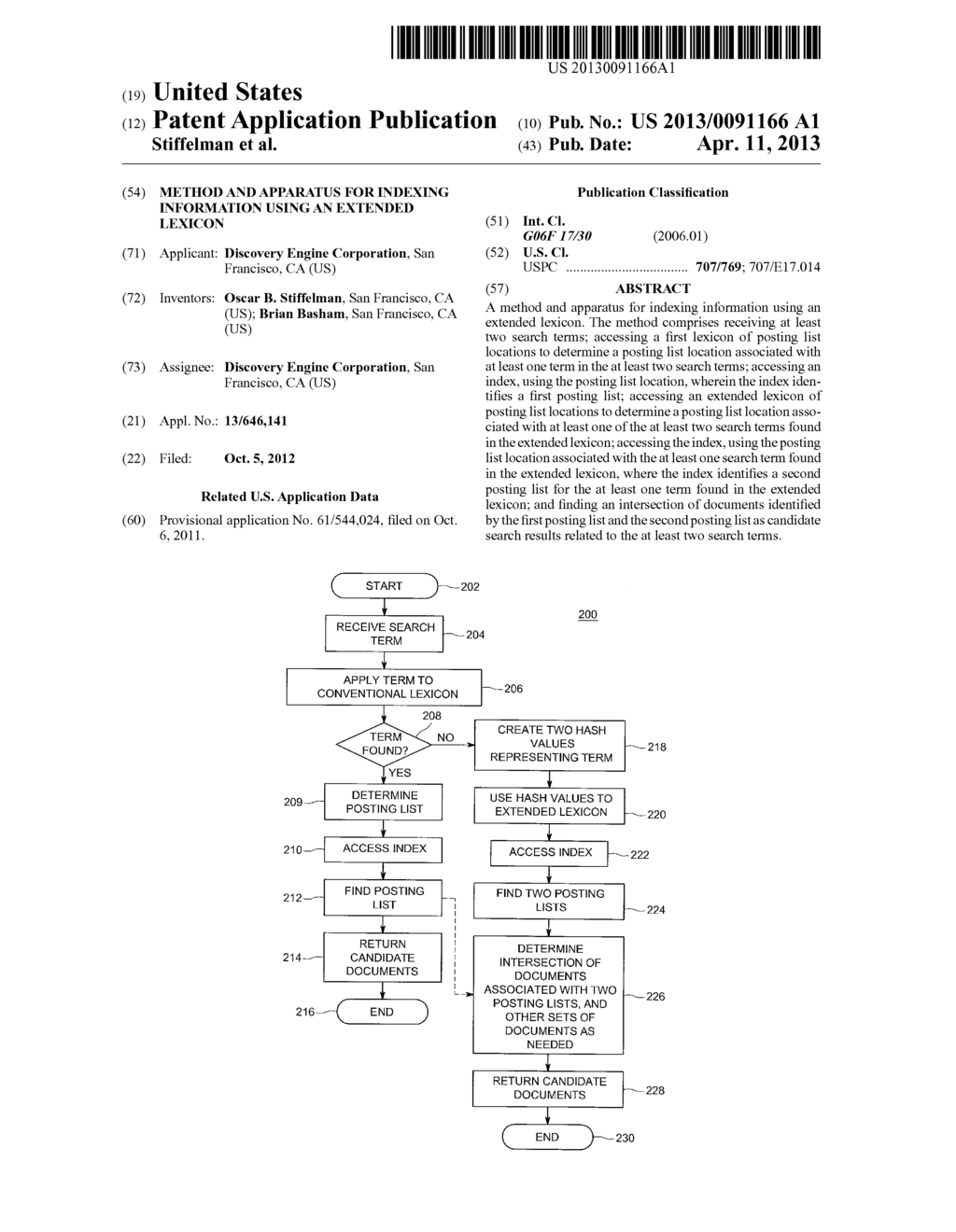 METHOD AND APPARATUS FOR INDEXING INFORMATION USING AN EXTENDED LEXICON - diagram, schematic, and image 01