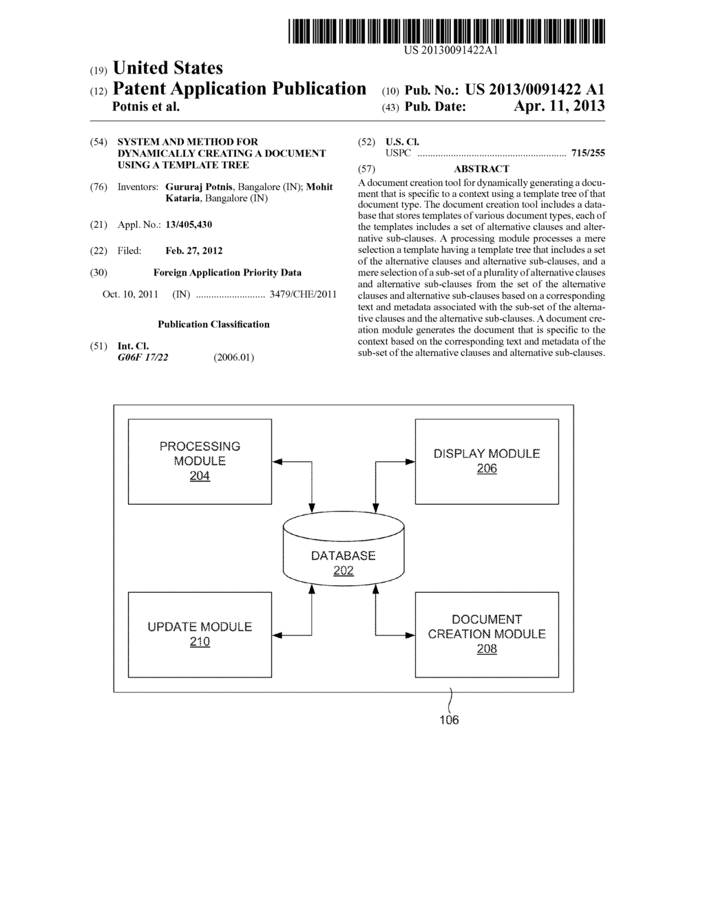 System and Method for Dynamically Creating a Document Using a Template     Tree - diagram, schematic, and image 01