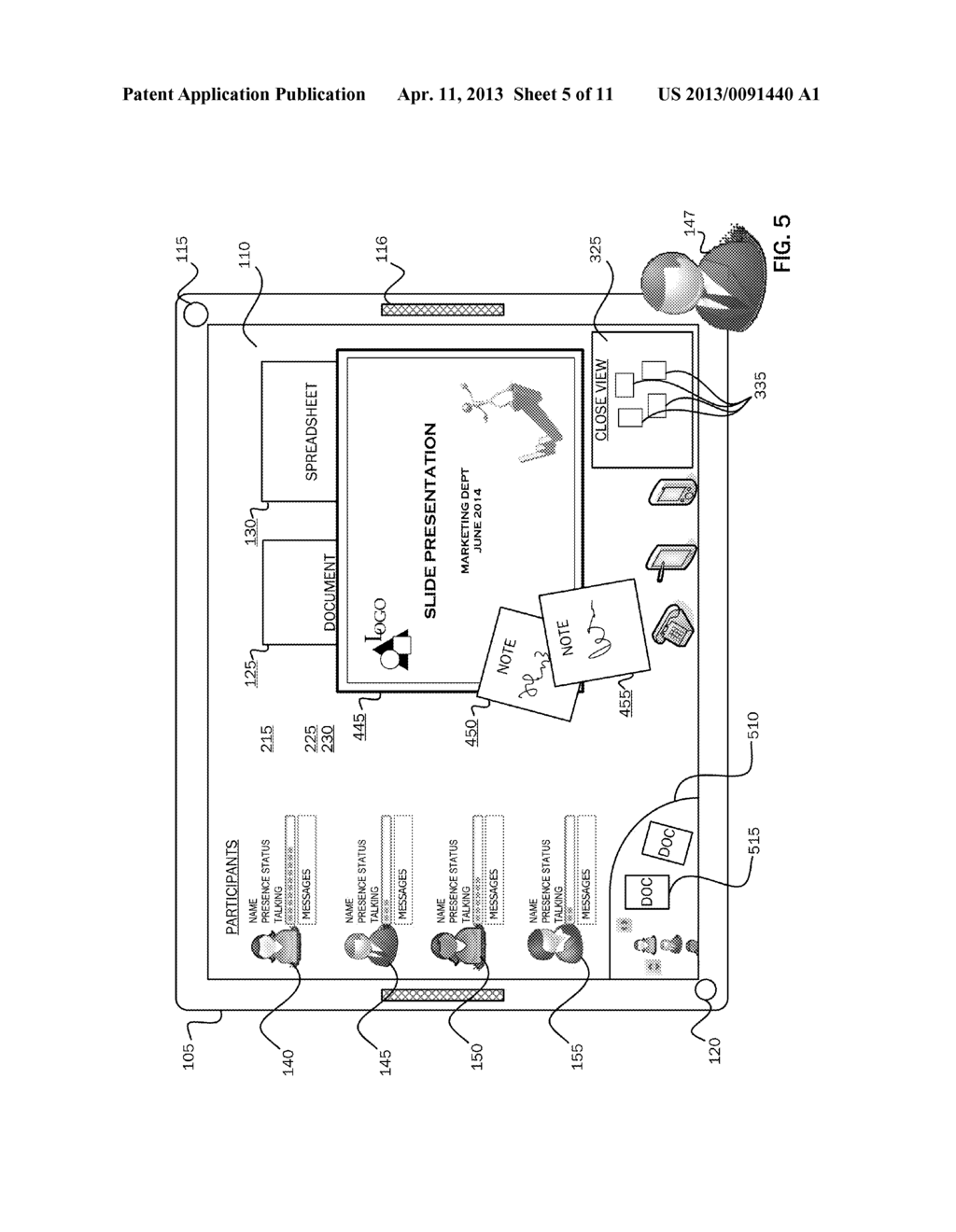 Workspace Collaboration Via a Wall-Type Computing Device - diagram, schematic, and image 06