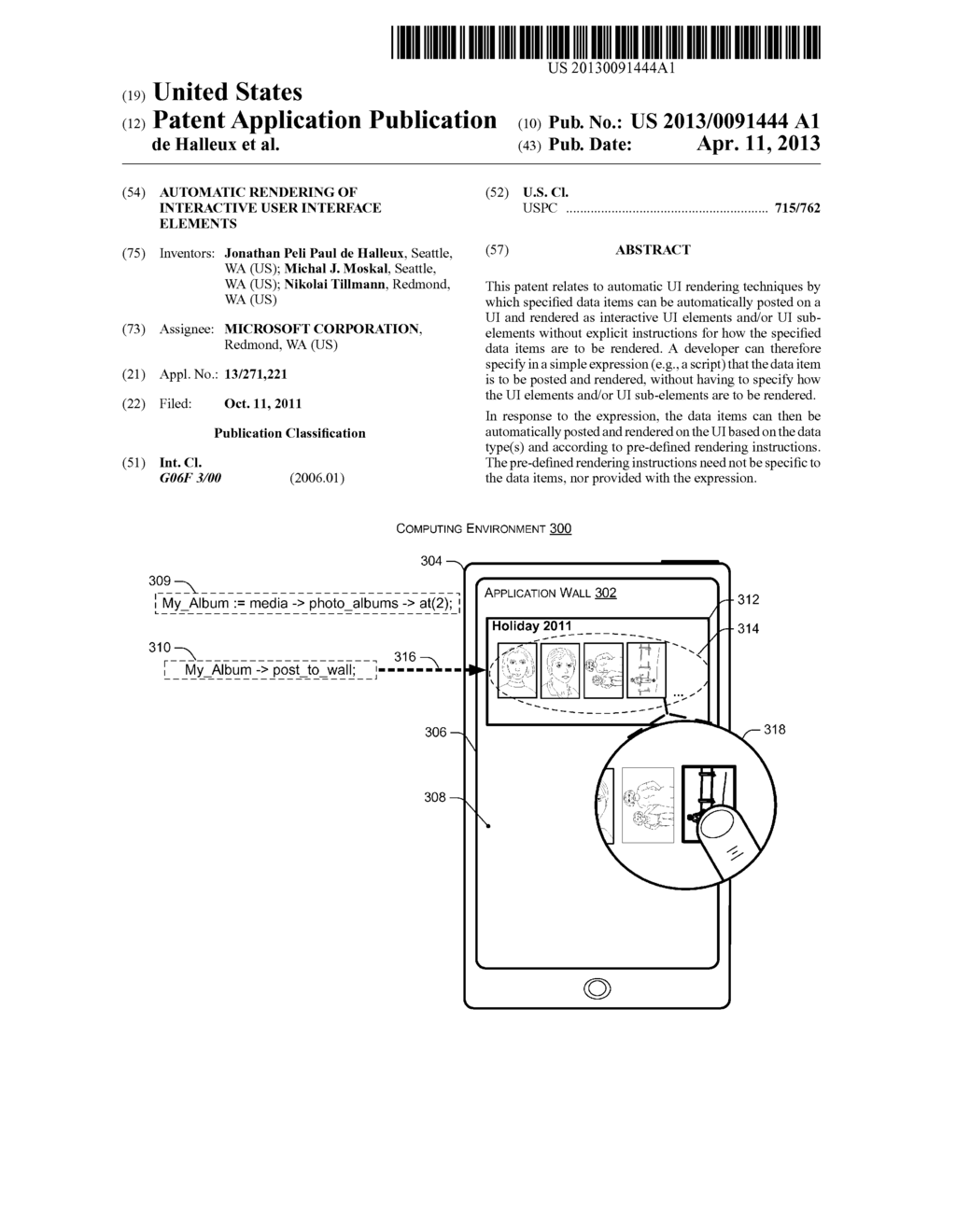 AUTOMATIC RENDERING OF INTERACTIVE USER INTERFACE ELEMENTS - diagram, schematic, and image 01