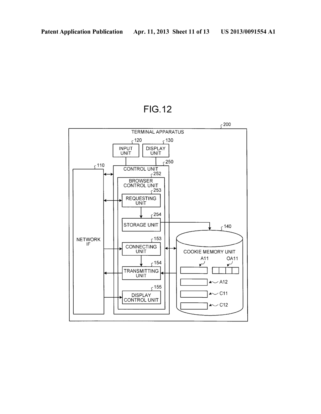 TERMINAL APPARATUS, SERVER APPARATUS, NETWORK SYSTEM, AND COMMUNICATION     METHOD - diagram, schematic, and image 12