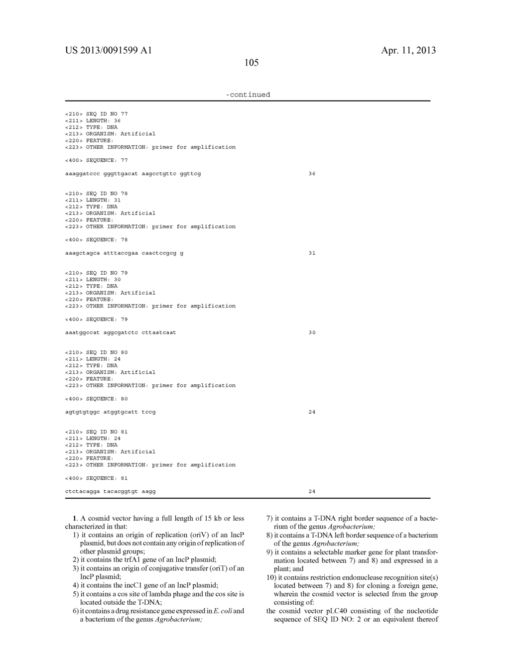 Cosmid Vector for Transforming Plant and Use Thereof - diagram, schematic, and image 122