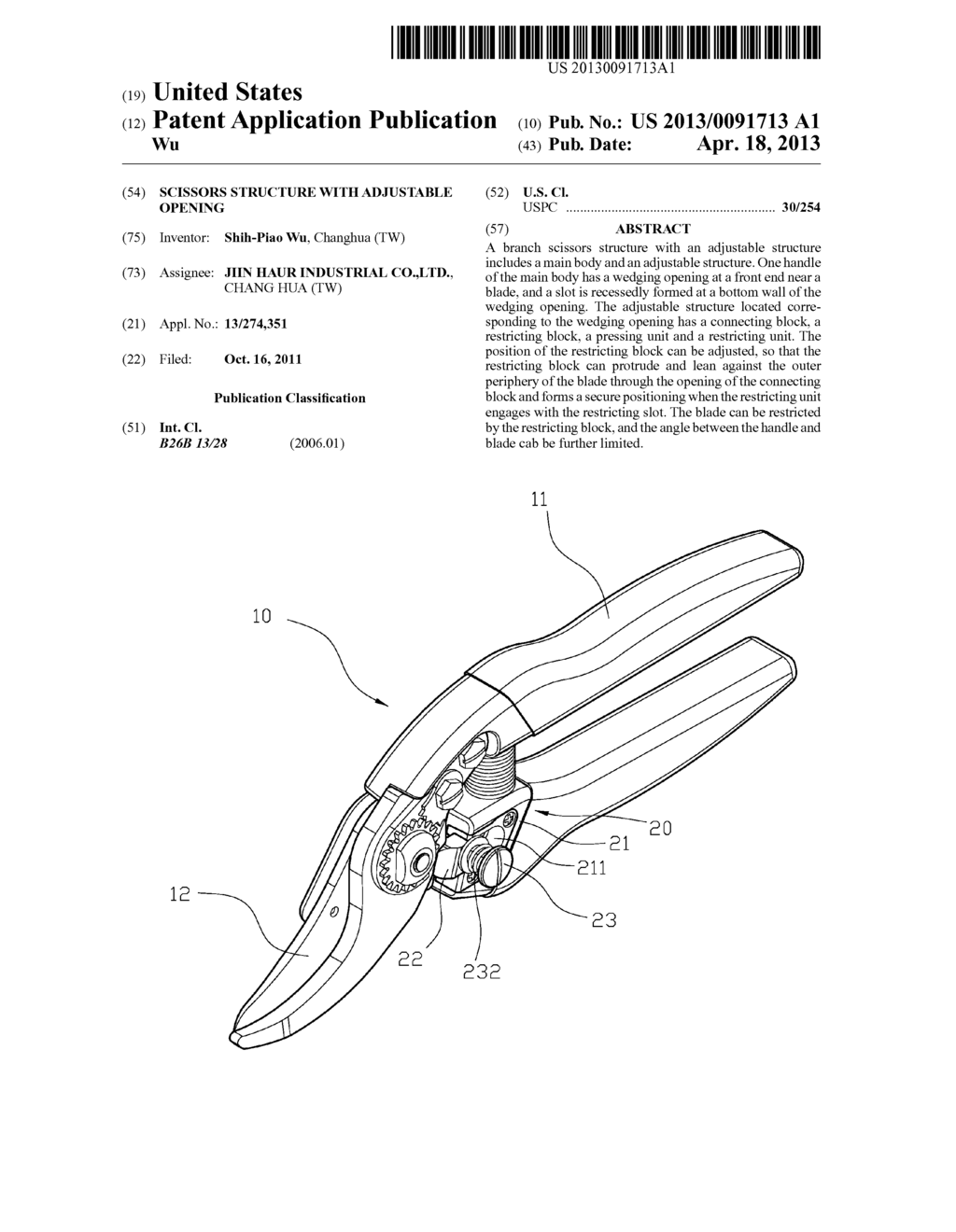 SCISSORS STRUCTURE WITH ADJUSTABLE OPENING - diagram, schematic, and image 01