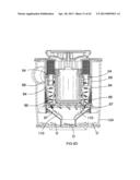 MOTOR, FAN AND CYCLONIC SEPARATION APPARATUS ARRANGEMENT FOR A VACUUM     CLEANER diagram and image