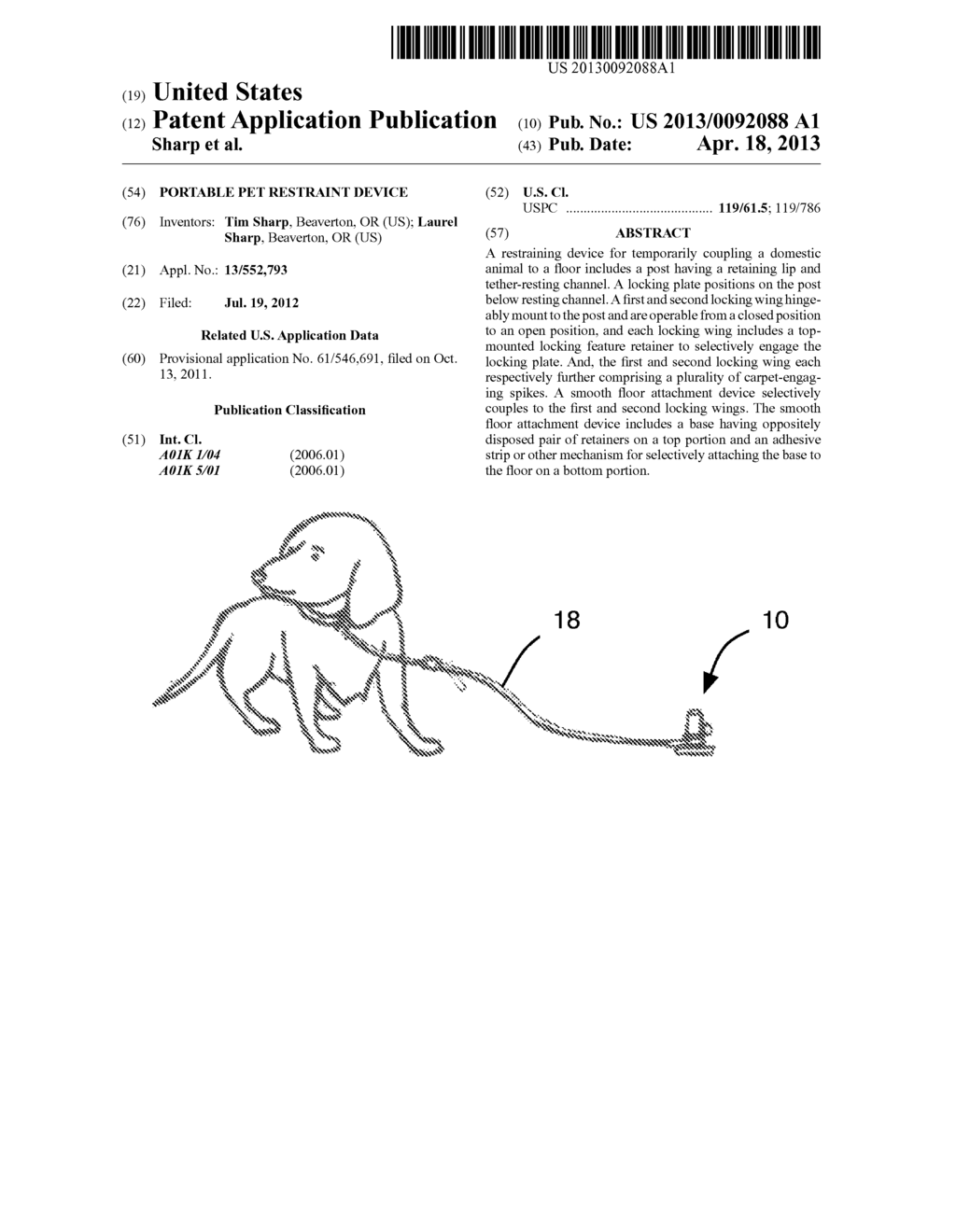 Portable Pet Restraint Device - diagram, schematic, and image 01