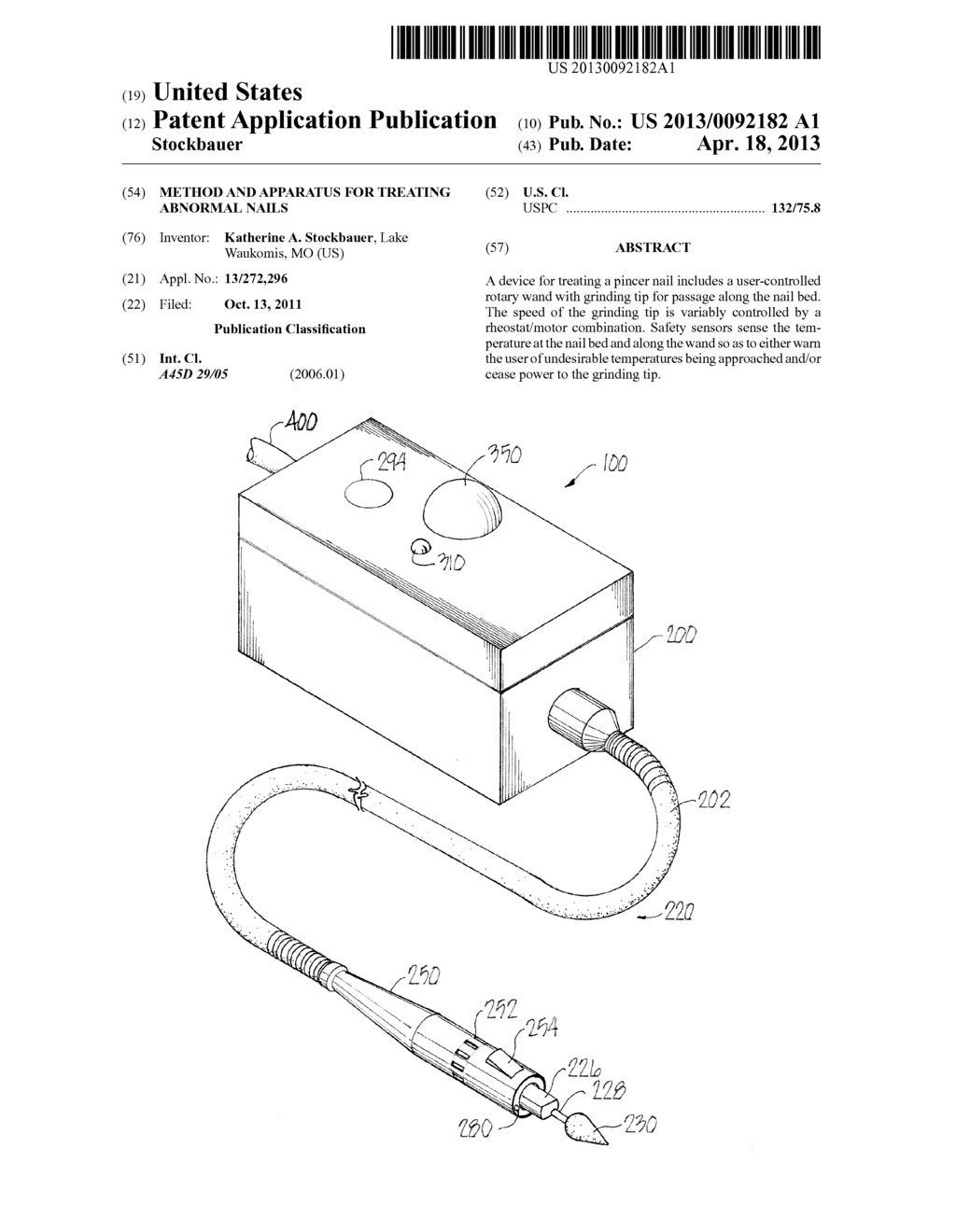 METHOD AND APPARATUS FOR TREATING ABNORMAL NAILS - diagram, schematic, and image 01