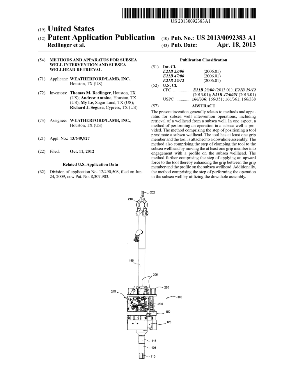 METHODS AND APPARATUS FOR SUBSEA WELL INTERVENTION AND SUBSEA WELLHEAD     RETRIEVAL - diagram, schematic, and image 01