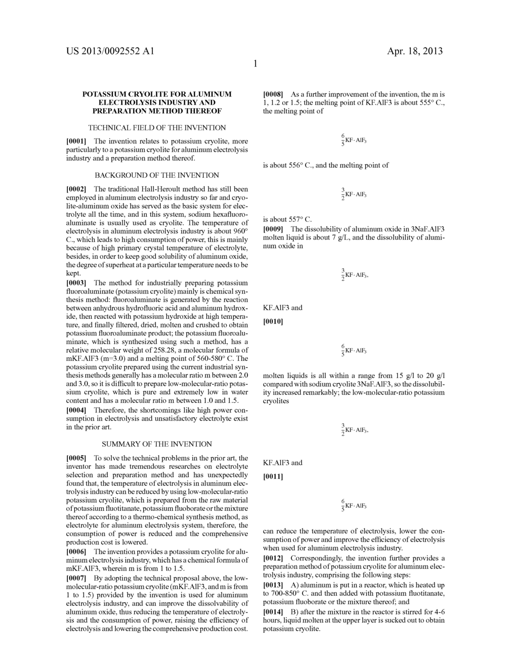 POTASSIUM CRYOLITE FOR ALUMINUM ELECTROLYSIS INDUSTRY AND PREPARATION     METHOD THEREOF - diagram, schematic, and image 02