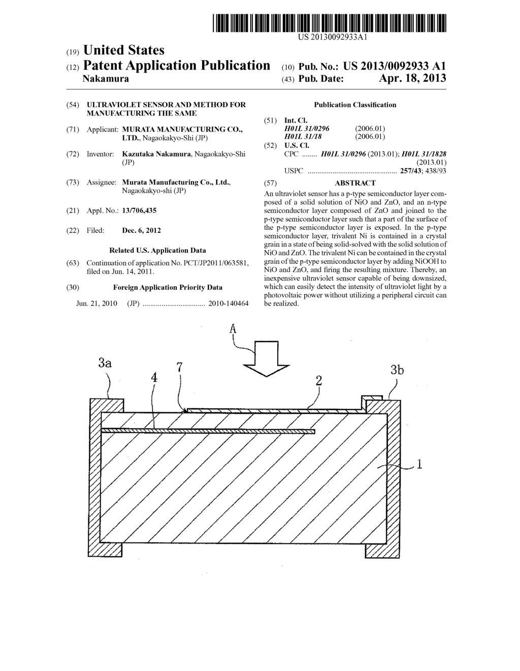 ULTRAVIOLET SENSOR AND METHOD FOR MANUFACTURING THE SAME - diagram, schematic, and image 01