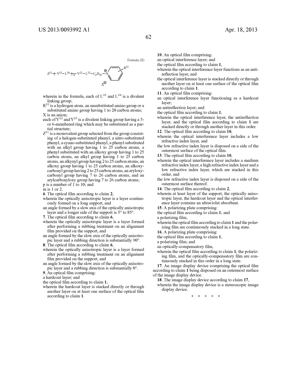 OPTICAL FILM, POLARIZING PLATE AND IMAGE DISPLAY DEVICE - diagram, schematic, and image 65