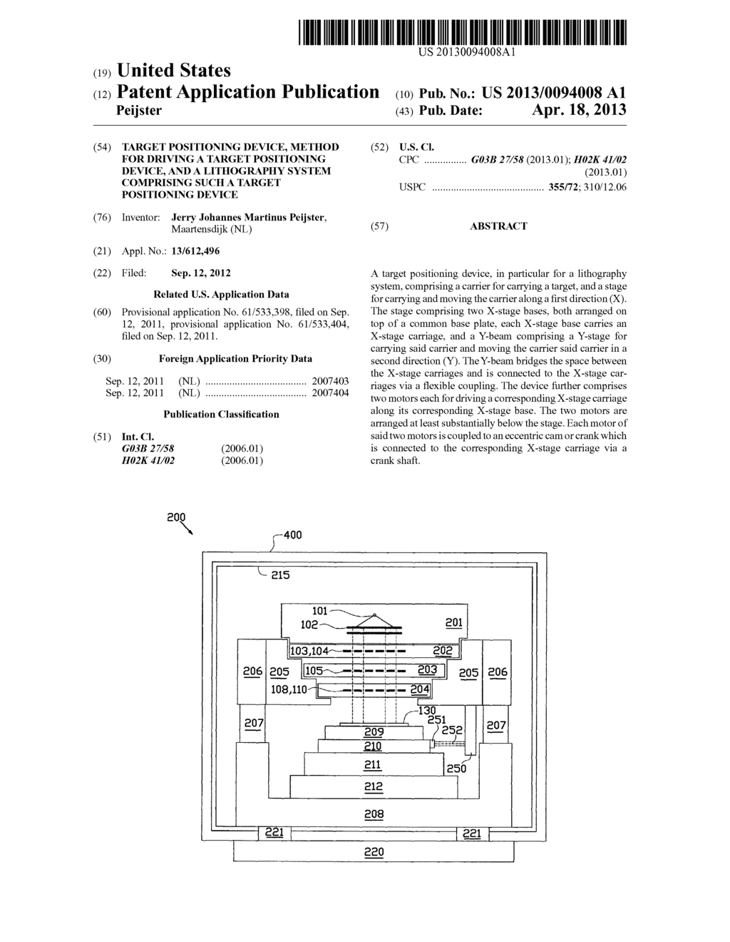 TARGET POSITIONING DEVICE, METHOD FOR DRIVING A TARGET POSITIONING DEVICE,     AND A LITHOGRAPHY SYSTEM COMPRISING SUCH A TARGET POSITIONING DEVICE - diagram, schematic, and image 01