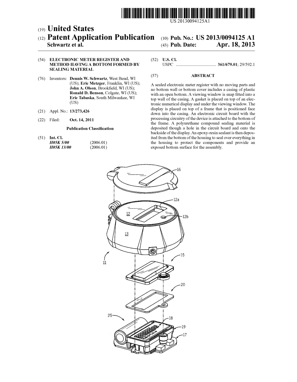 Electronic Meter Register And Method Having A Bottom Formed By Sealing     Material - diagram, schematic, and image 01