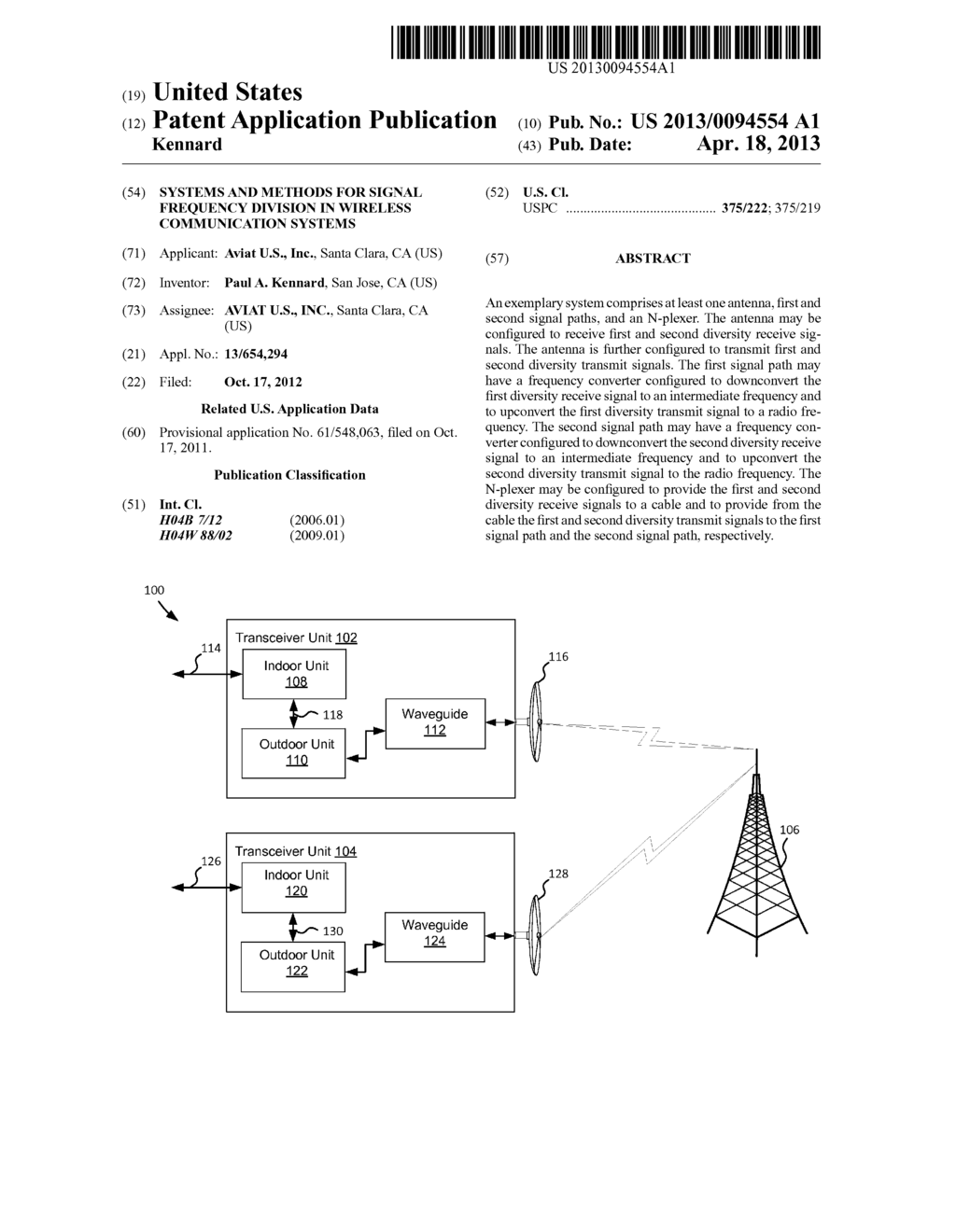 Systems and Methods for Signal Frequency Division in Wireless     Communication Systems - diagram, schematic, and image 01