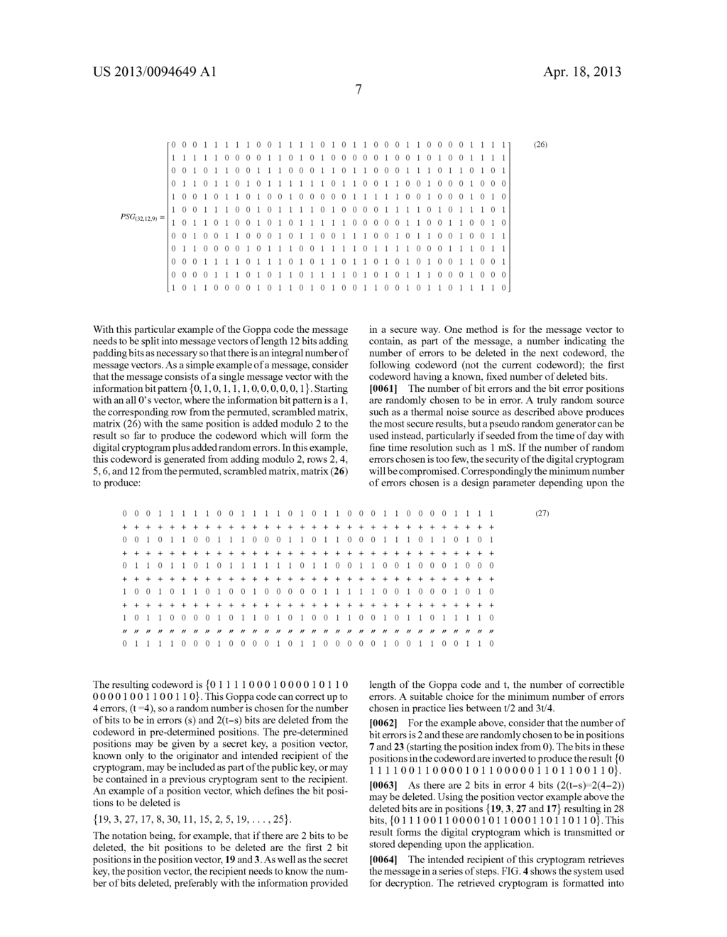 PUBLIC KEY CRYPTOSYSTEM BASED ON GOPPA CODES AND PUF BASED RANDOM     GENERATION - diagram, schematic, and image 18