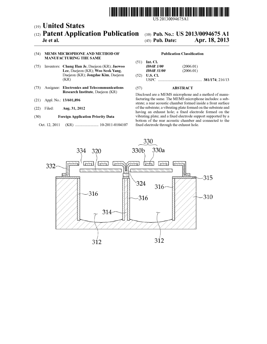 MEMS MICROPHONE AND METHOD OF MANUFACTURING THE SAME - diagram, schematic, and image 01