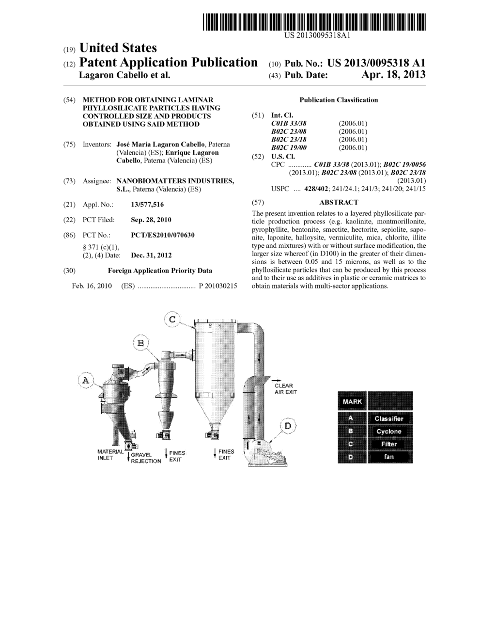 METHOD FOR OBTAINING LAMINAR PHYLLOSILICATE PARTICLES HAVING CONTROLLED     SIZE AND PRODUCTS OBTAINED USING SAID METHOD - diagram, schematic, and image 01