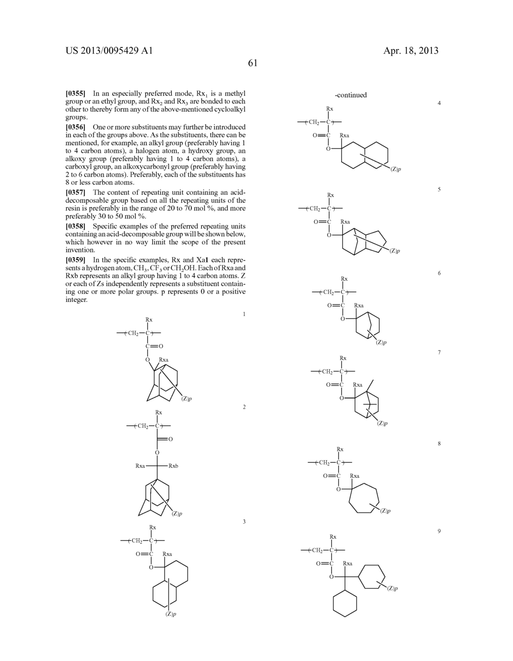 ACTINIC-RAY- OR RADIATION-SENSITIVE RESIN COMPOSITION AND METHOD OF     FORMING PATTERN USING THE SAME - diagram, schematic, and image 62