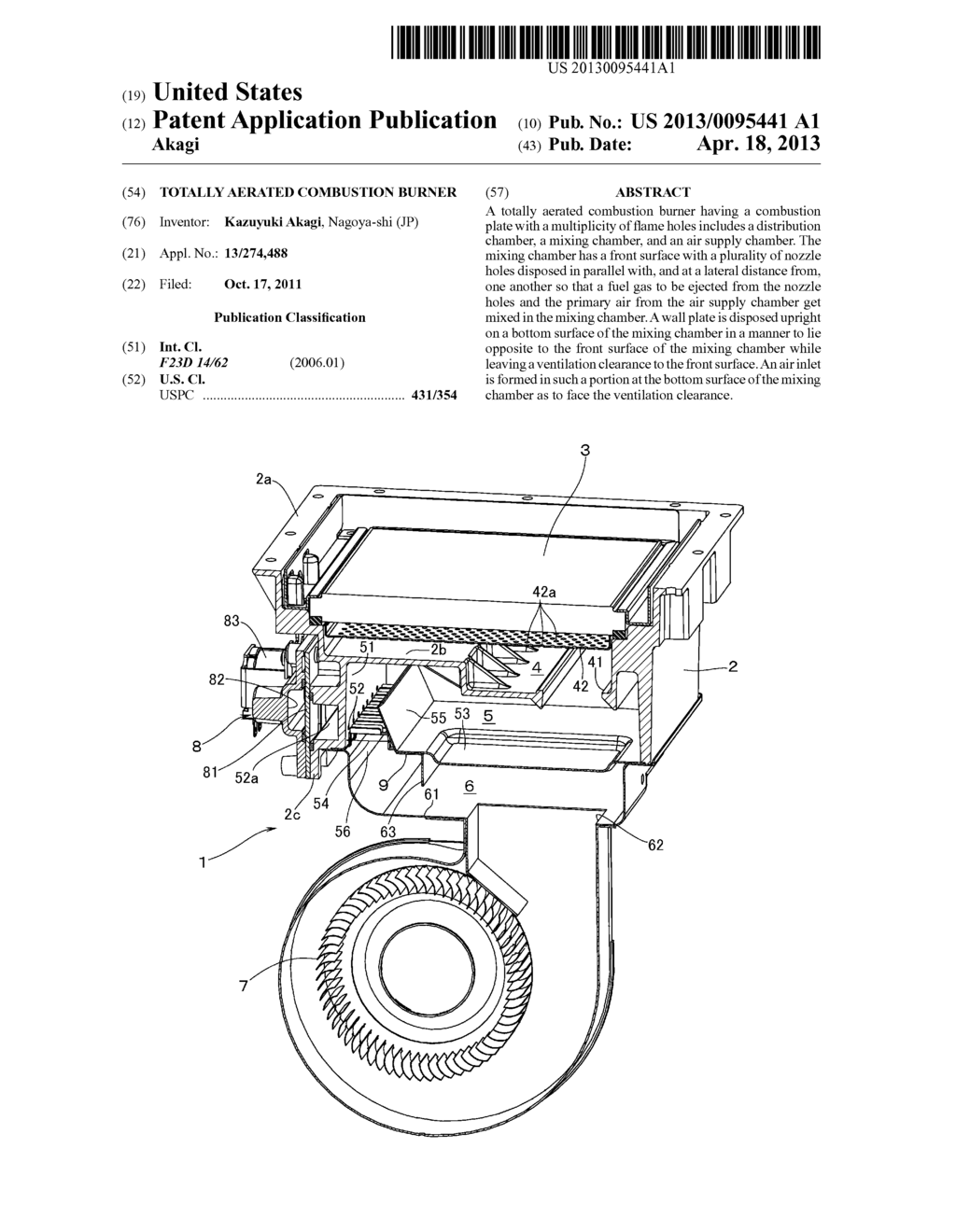 TOTALLY AERATED COMBUSTION BURNER - diagram, schematic, and image 01