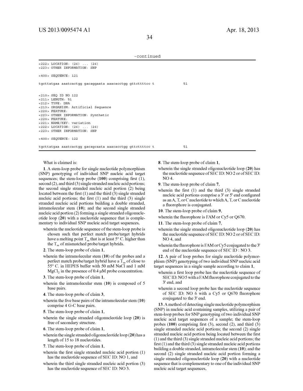 DESIGN OF STEM-LOOP PROBES AND UTILIZATION IN SNP GENOTYPING - diagram, schematic, and image 40