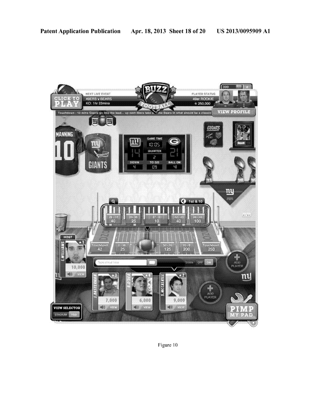 METHOD FOR PLAYING A SPORTS GAME, AND A GAMING DEVICE - diagram, schematic, and image 19