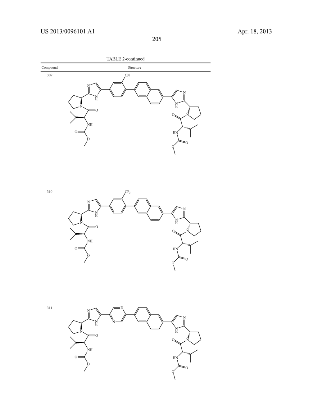 INHIBITORS OF HCV NS5A - diagram, schematic, and image 206