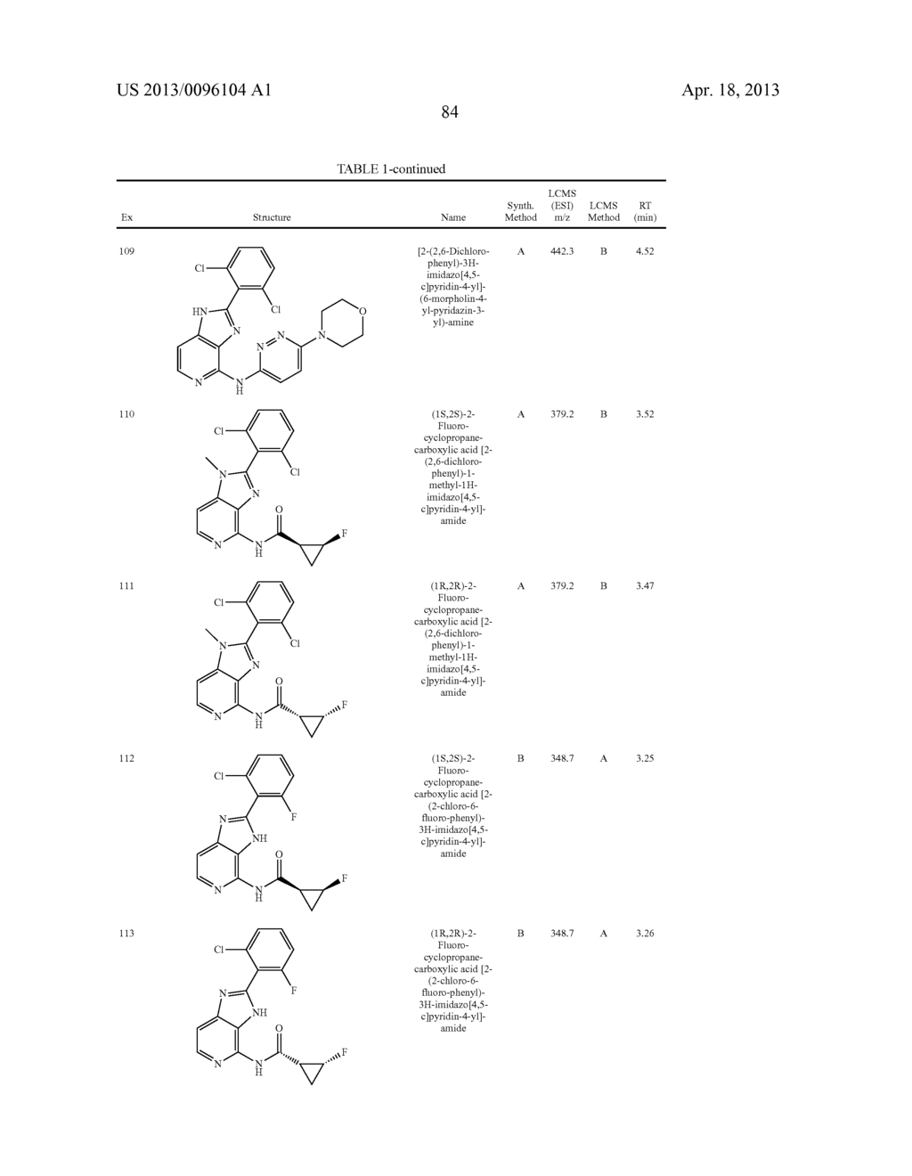 IMIDAZOPYRIDINE COMPOUNDS, COMPOSITIONS AND METHODS OF USE - diagram, schematic, and image 85
