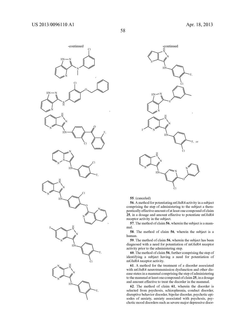 Pyrazolopyridine, Pyrazolopyrazine, Pyrazolopyrimidine, Pyrazolothiophene     and Pyrazolothiazole Compounds as MGLUR4 Allosteric Potentiators,     Compositions, and Methods of Treating Neurological Dysfunction - diagram, schematic, and image 59