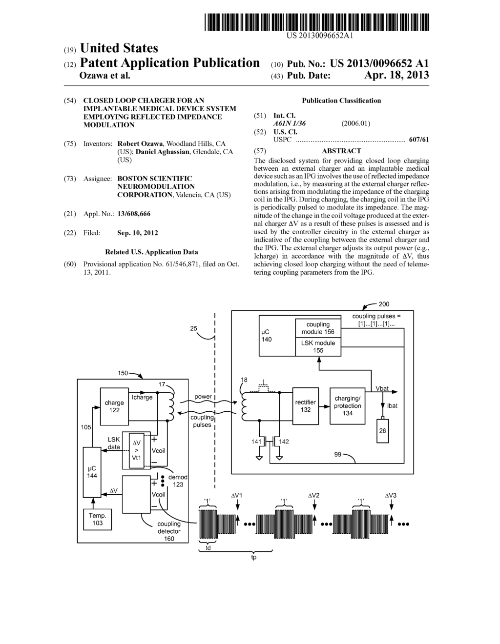 Closed Loop Charger for an Implantable Medical Device System Employing     Reflected Impedance Modulation - diagram, schematic, and image 01