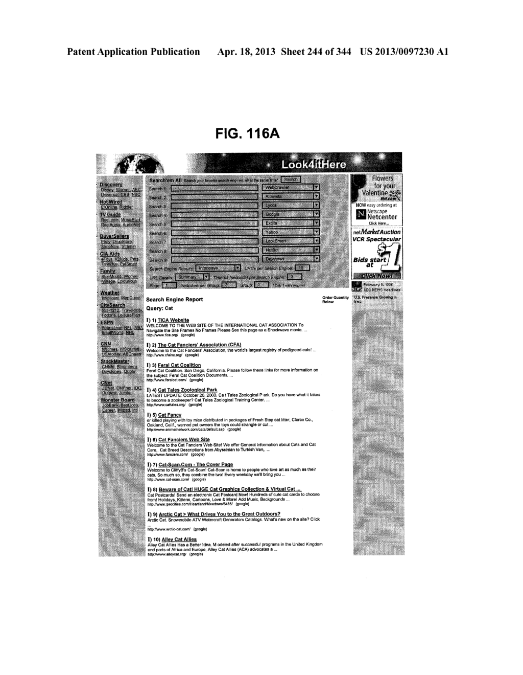 Metasearch Engine for Ordering At Least One Item Returned In Search     Results Using At Least One Query on Multiple Unique Hosts and for     Displaying Advertising - diagram, schematic, and image 245