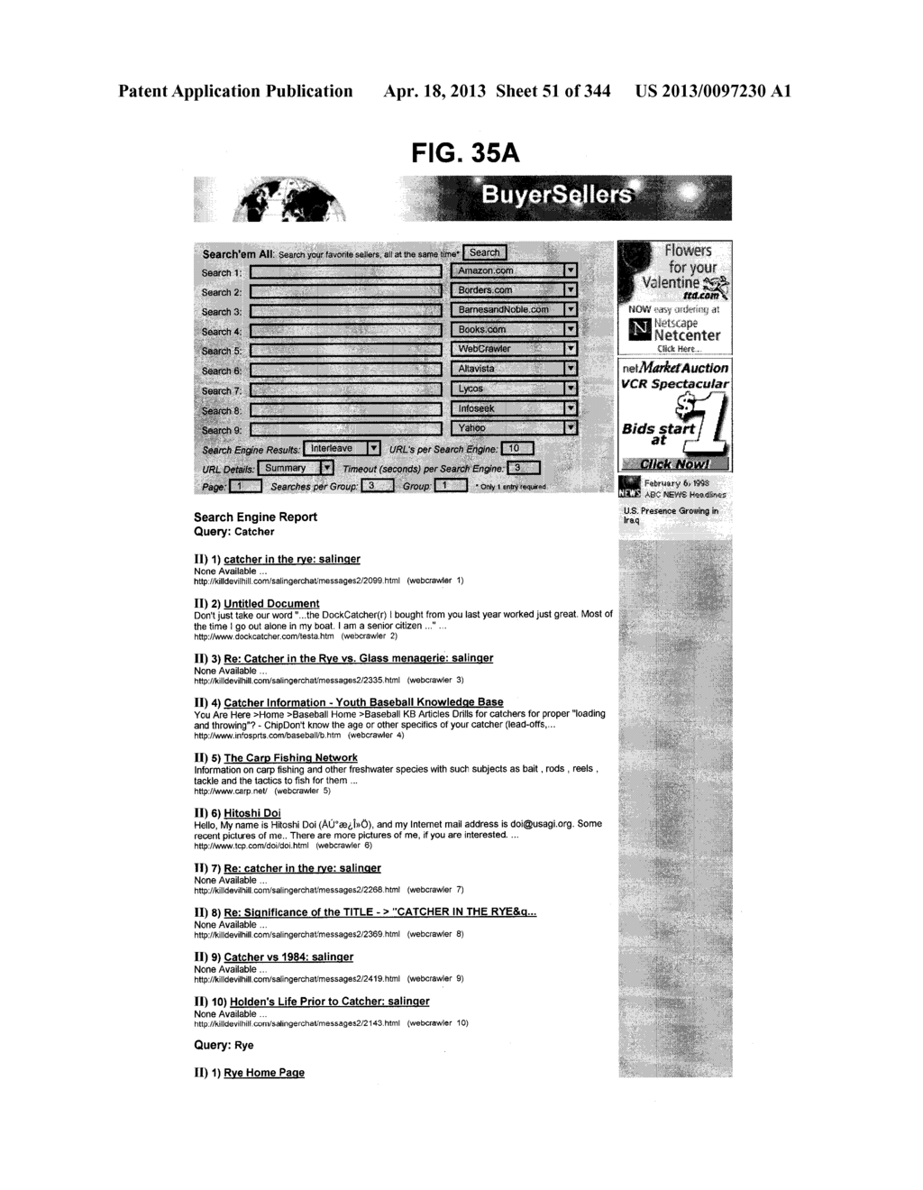 Metasearch Engine for Ordering At Least One Item Returned In Search     Results Using At Least One Query on Multiple Unique Hosts and for     Displaying Advertising - diagram, schematic, and image 52