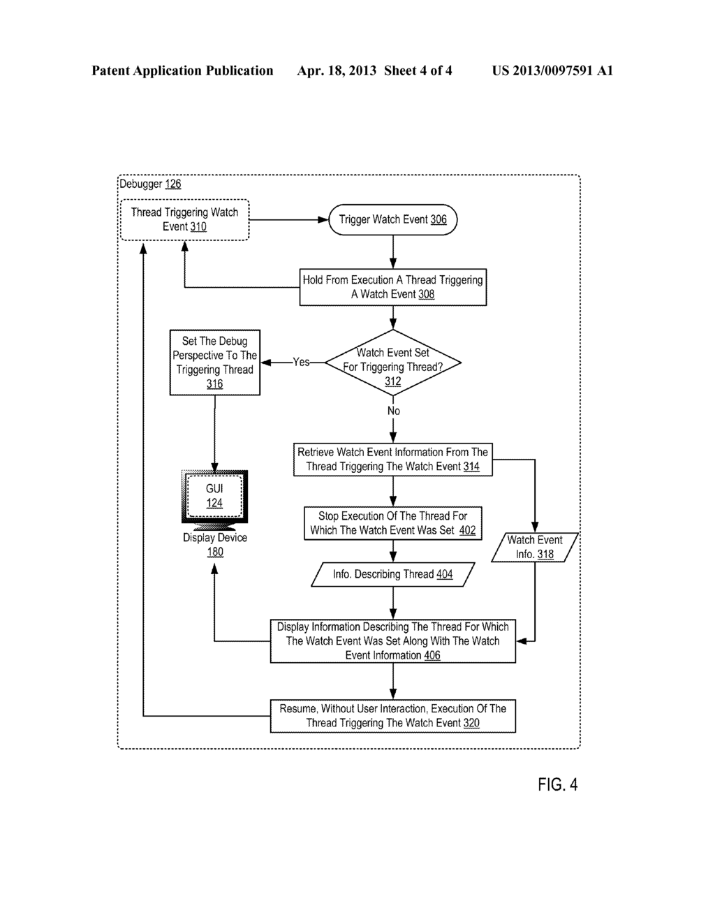 THREAD-SPECIFIC WATCH EVENT ADMINISTRATION IN A NON-STOP DEBUGGING     ENVIRONMENT - diagram, schematic, and image 05