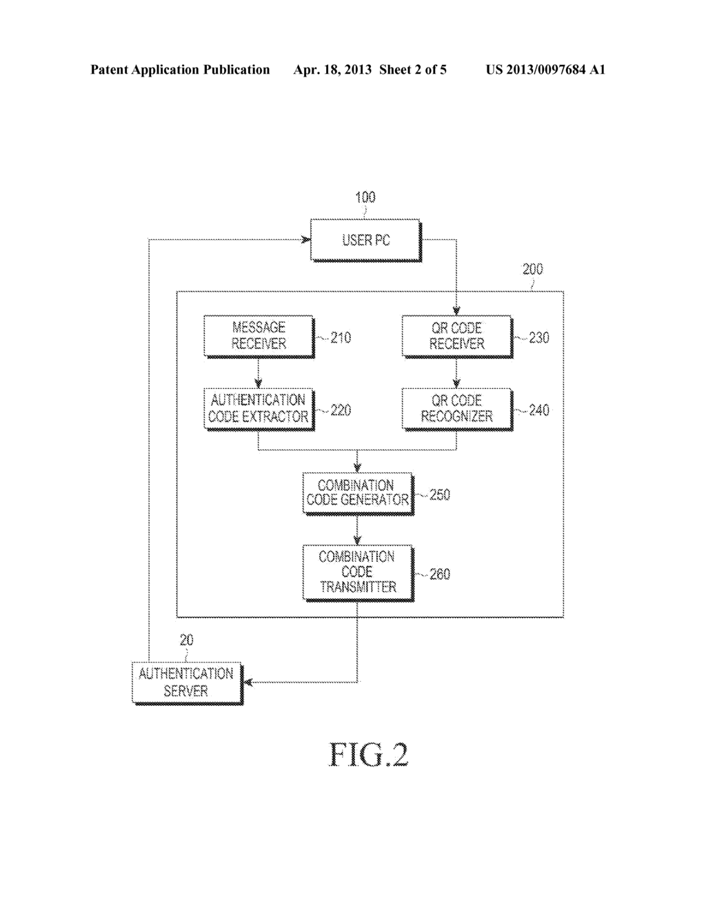 APPARATUS AND METHOD FOR AUTHENTICATING A COMBINATION CODE USING A QUICK     RESPONSE CODE - diagram, schematic, and image 03