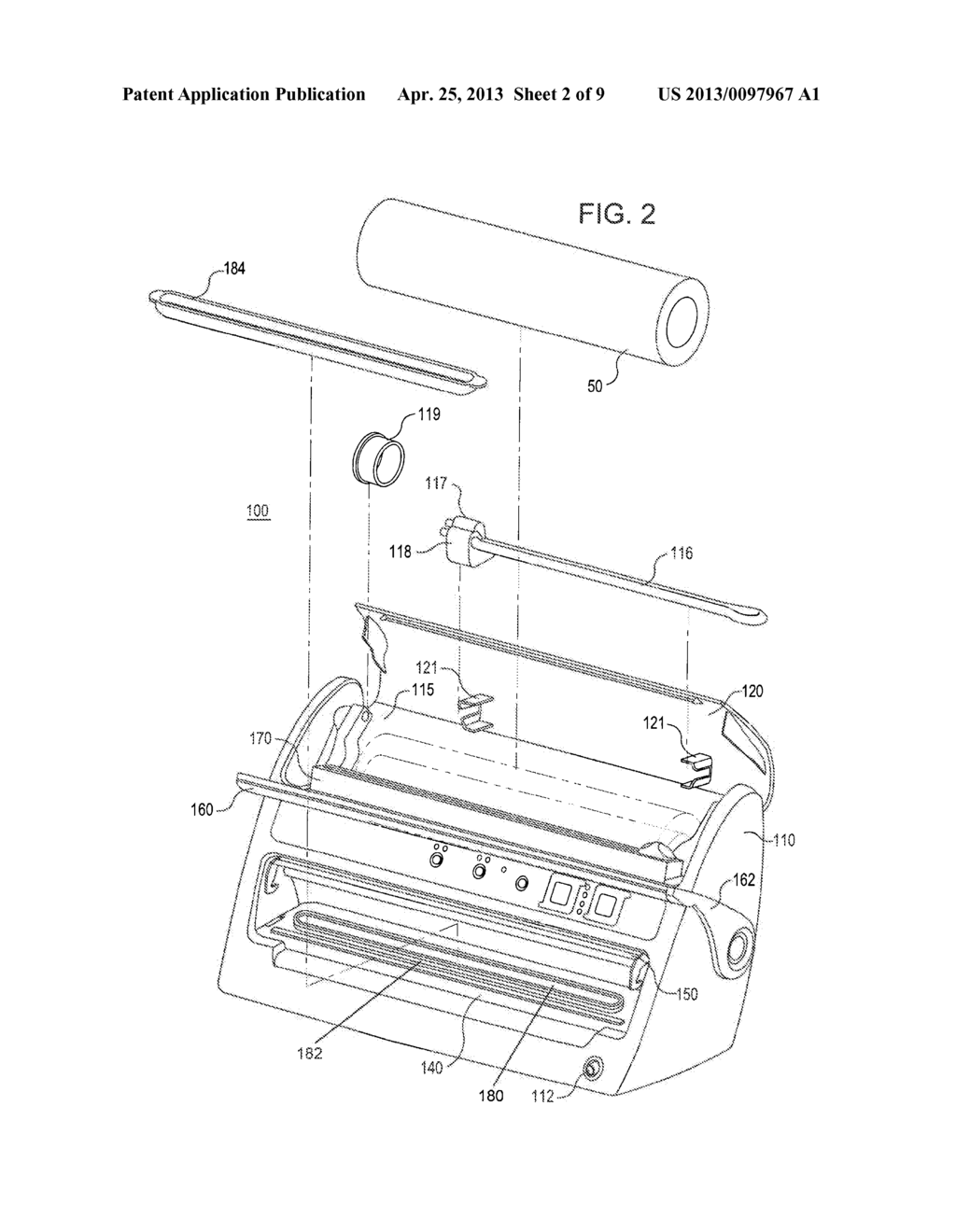 Vacuum Packaging Appliance with Roll Storage - diagram, schematic, and image 03